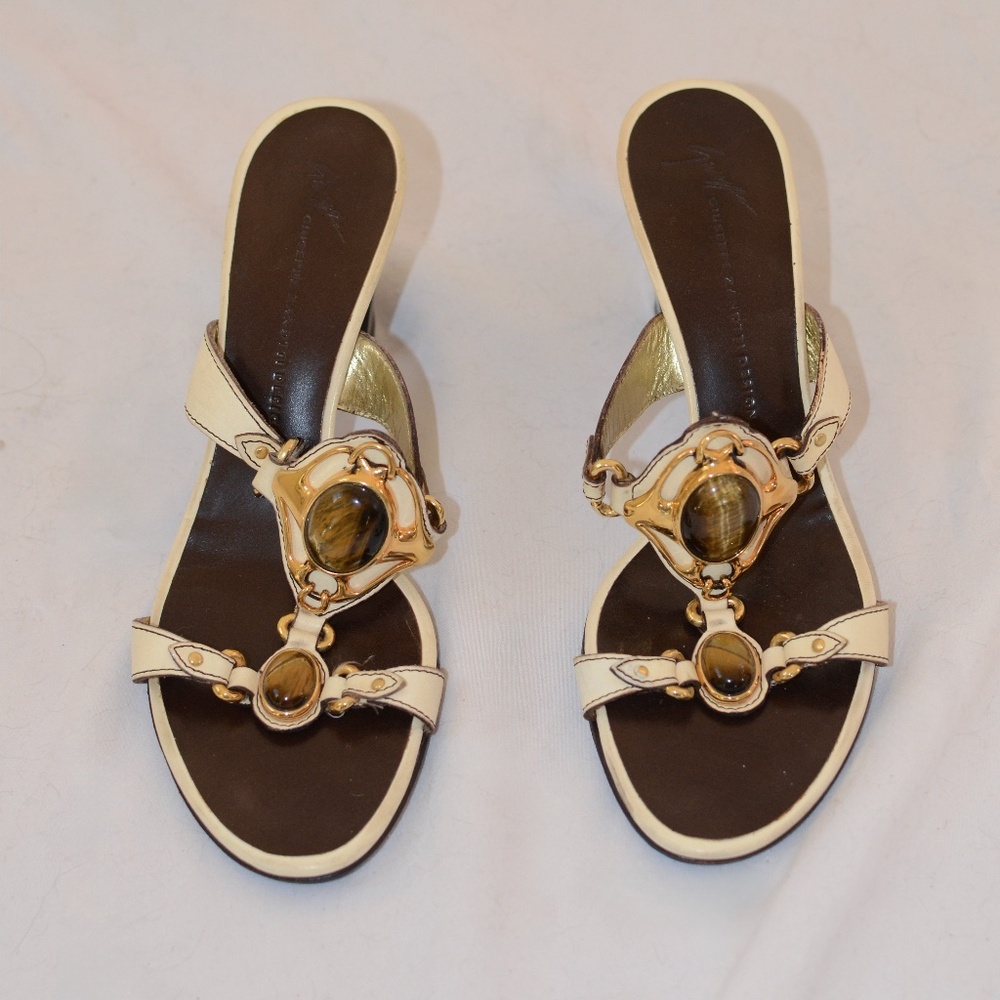 GIUSEPPE ZANOTTI GEM LEATHER HEELS